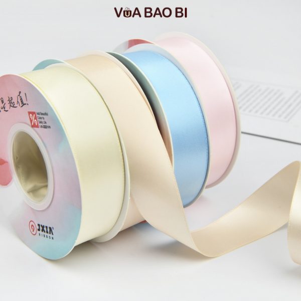 Ruy băng lụa pastel cao cấp bản 2,5cm cuộn 18m RB06