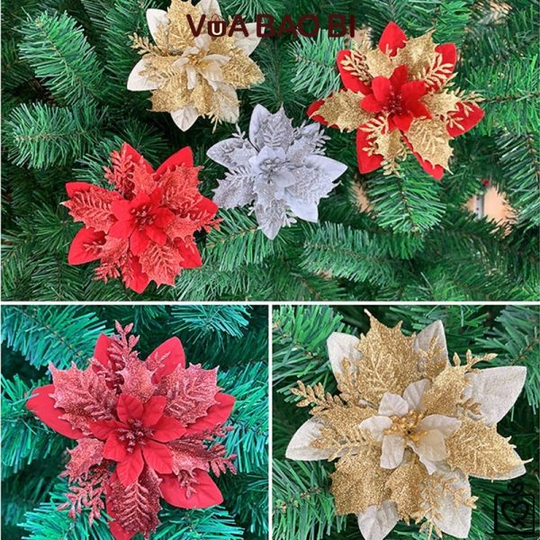 Hoa trạng nguyên vải kim tuyến 14cm