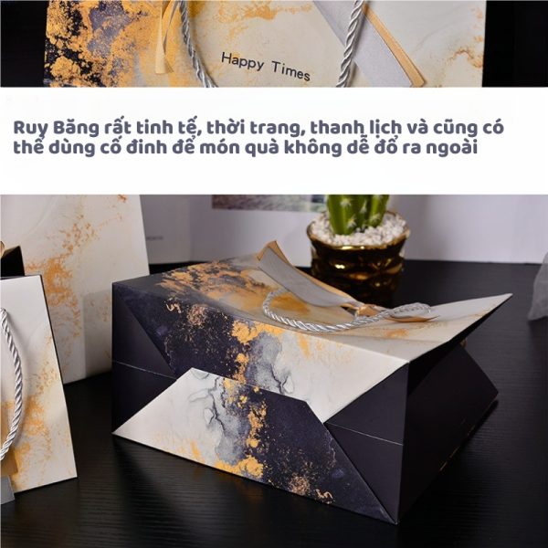 Túi quà vân đá cẩm thạch vàng, xanh lá TU31