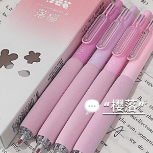 Bút gel bấm Languo mực đen đệm tay dài B130 - hồng