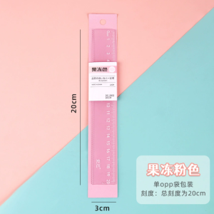 Thước kẻ trong pastel 20cm K202 - hồng