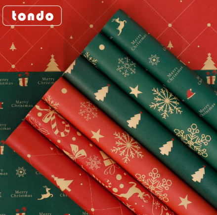 Set 10 tờ giấy gói quà Noel 50×70cm - Xanh