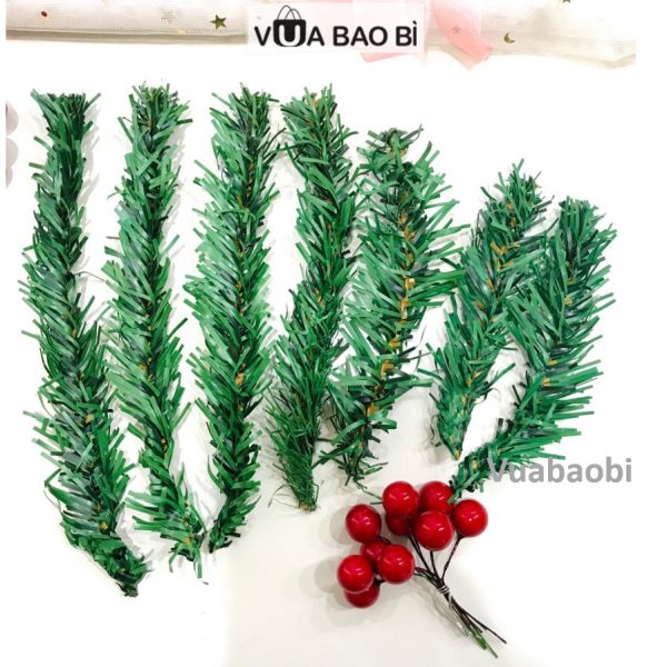 Lá thông giả trang trí Giáng sinh, hộp quà - 12-15cm