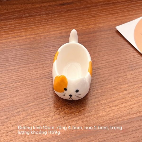 Đĩa gia vị gốm sứ hình thú cưng BL108 - Mèo cam ngắn