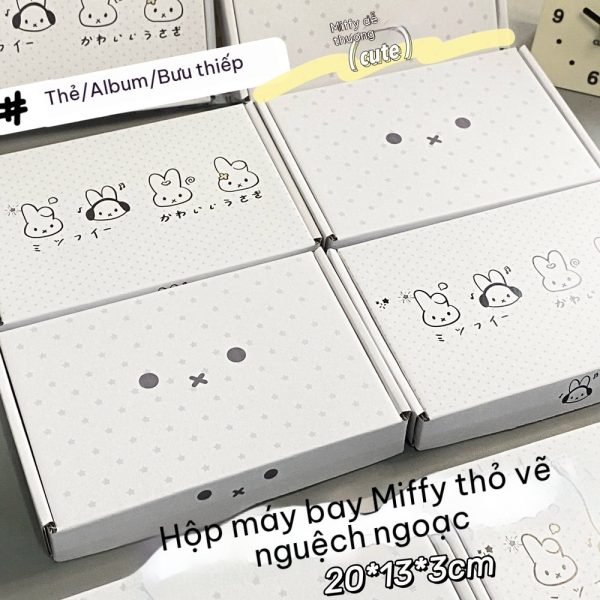 Hộp quà giấy họa tiết dễ thương 20 × 13 × 3cm H54 - Rabbit trắng