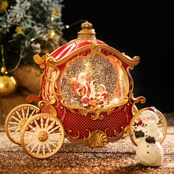 Hộp nhạc Giáng sinh cao cấp: cây thông, ông già Noel, đèn lồng, xe ngựa - Xe ngựa HN02