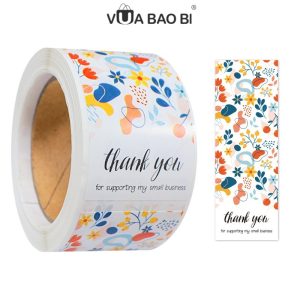 100 decal Thank you hoa sinh động 3×9cm TE37