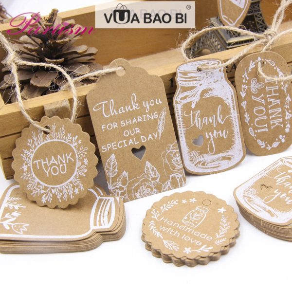 50 tag kraft vintage nhiều lời chúc TE25