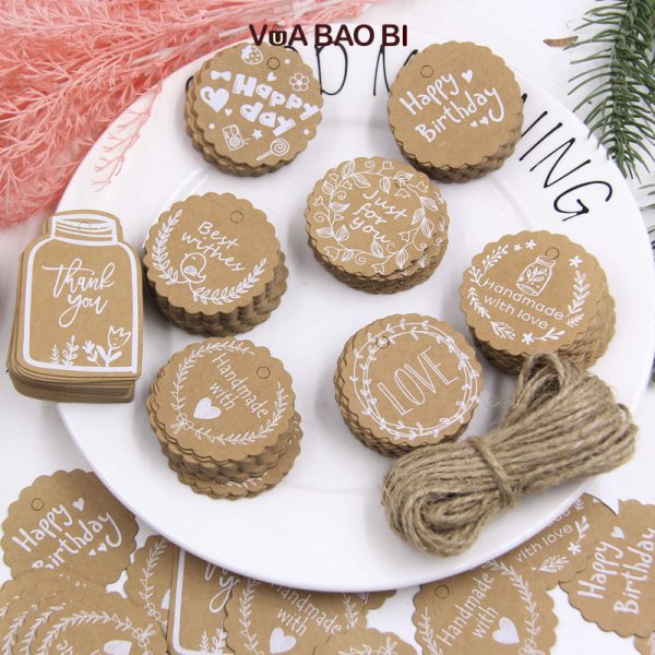 50 tag kraft vintage nhiều lời chúc TE25