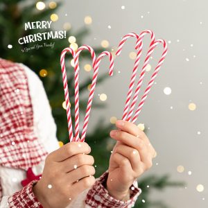 Set 6 kẹo gậy trang trí Giáng sinh 15cm