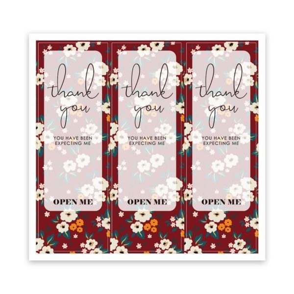 30 decal Thank you nền hoa cúc 3×9cm TE39 - Đỏ