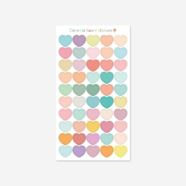 50 sticker trái tim tròn pastel TE63 - Sáng