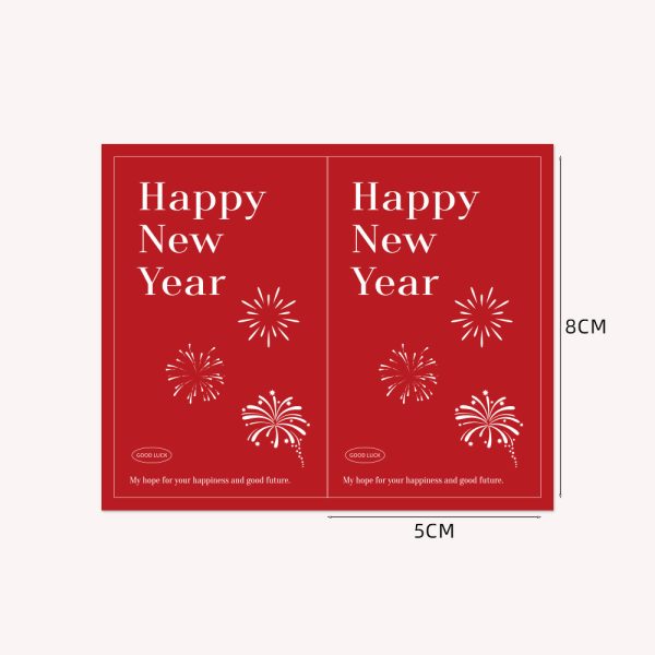 50 tem dán Happy New Year 5×8cm TE79 - Pháo hoa