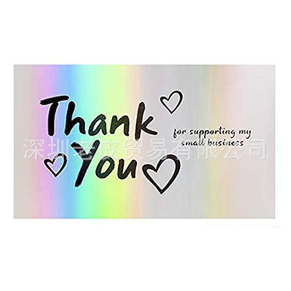 50 thẻ cảm ơn ánh kim hologram 9×5cm TE57 - M04