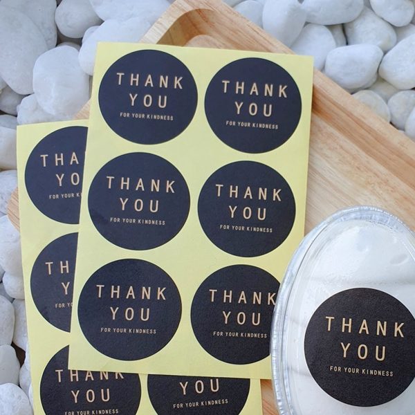 6 tem Thank you basic 4cm TE44 - Đen tròn