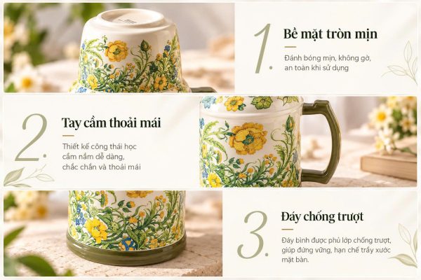 Bình Gốm Kèm Cốc BD03