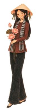 Bookmark gỗ Việt Nam: cô gái ba miền, vùng miền - Cô gái - Miền Nam (khăn rằn ri)