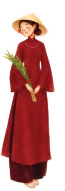 Bookmark gỗ Việt Nam: cô gái ba miền, vùng miền - Cô gái - Miền bắc (áo dài đỏ)