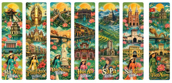 Bookmark gỗ Việt Nam: cô gái ba miền, vùng miền