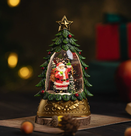 Hộp nhạc Giáng sinh cao cấp: cây thông, ông già Noel, đèn lồng, xe ngựa