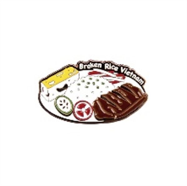 Huy hiệu kim loại Việt Nam: xe Cub, xích lô, món ăn - Cơm tấm