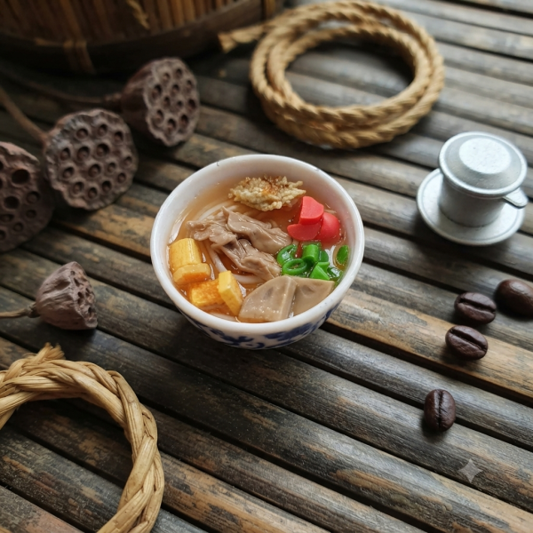Mô hình món ăn Việt Nam BL213: móc khóa, nam châm - Bún riêu - Nam châm