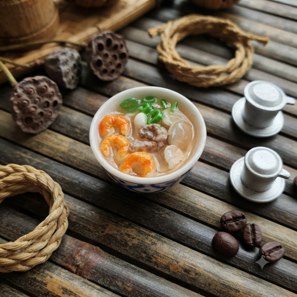 Mô hình món ăn Việt Nam BL213: móc khóa, nam châm - Hủ tiếu - Nam châm