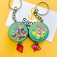 Móc khóa gỗ cái trống Việt Nam - Cafe - Dừa tắc