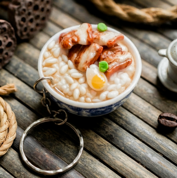 Mô hình món ăn Việt Nam BL213: móc khóa, nam châm - Bát cơm phủ thịt kho