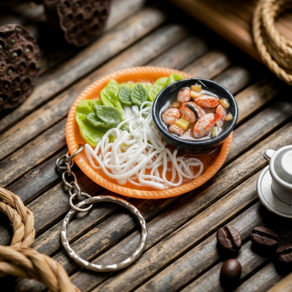 Mô hình món ăn Việt Nam BL213: móc khóa, nam châm - Bún chả