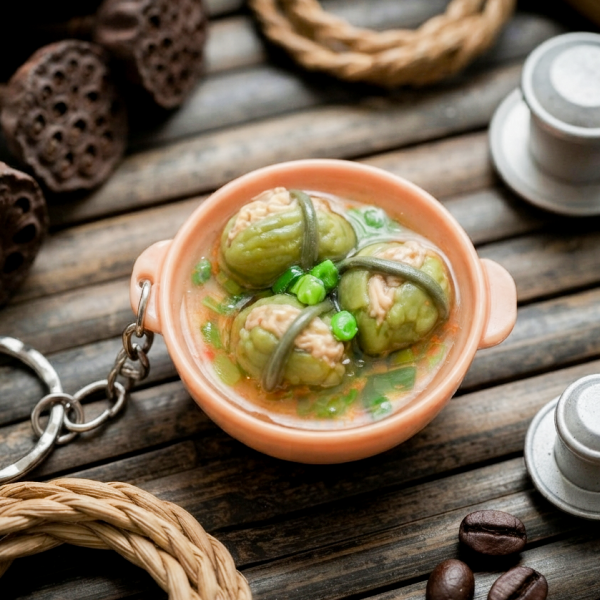 Mô hình món ăn Việt Nam BL213: móc khóa, nam châm - Canh khổ qua nhồi thịt