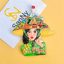 Nam châm tủ lạnh 3D địa danh Việt Nam - Cô gái Cà Mau