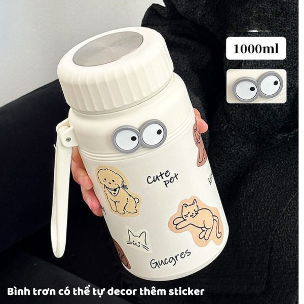Bình giữ nhiệt inox 1L quai xách kèm lọc trà Fashion cup