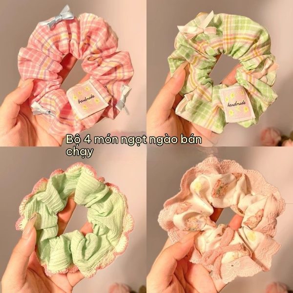Dây buộc tóc thanh lịch khăn vuông, satin, lụa