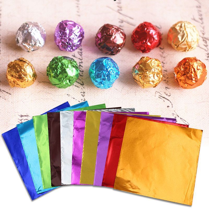 Giấy bạc gói kẹo, socola handmade (nhám/trơn, 8–15cm)