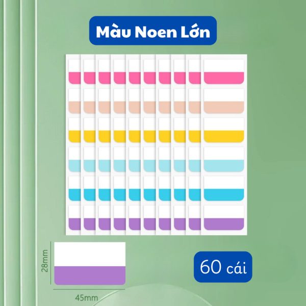 Giấy note, miếng đánh dấu trang Hàn Quốc NO60, NO34 - Đánh dấu PET NO34 - Màu neon lớn