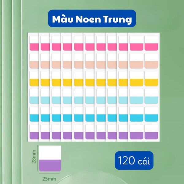 Giấy note, miếng đánh dấu trang Hàn Quốc NO60, NO34 - Đánh dấu PET NO34 - Màu neon trung