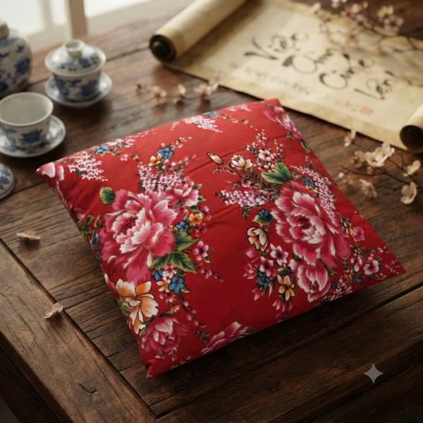 Gối đệm vải gấm hình hoa Việt Nam, cún 20–24cm