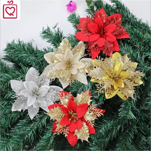 Hoa trạng nguyên vải kim tuyến 14cm