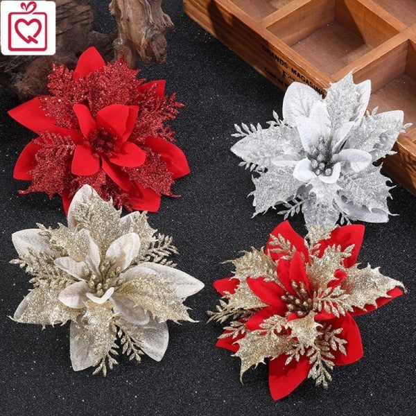 Hoa trạng nguyên vải kim tuyến 14cm