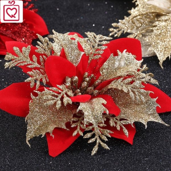Hoa trạng nguyên vải kim tuyến 14cm