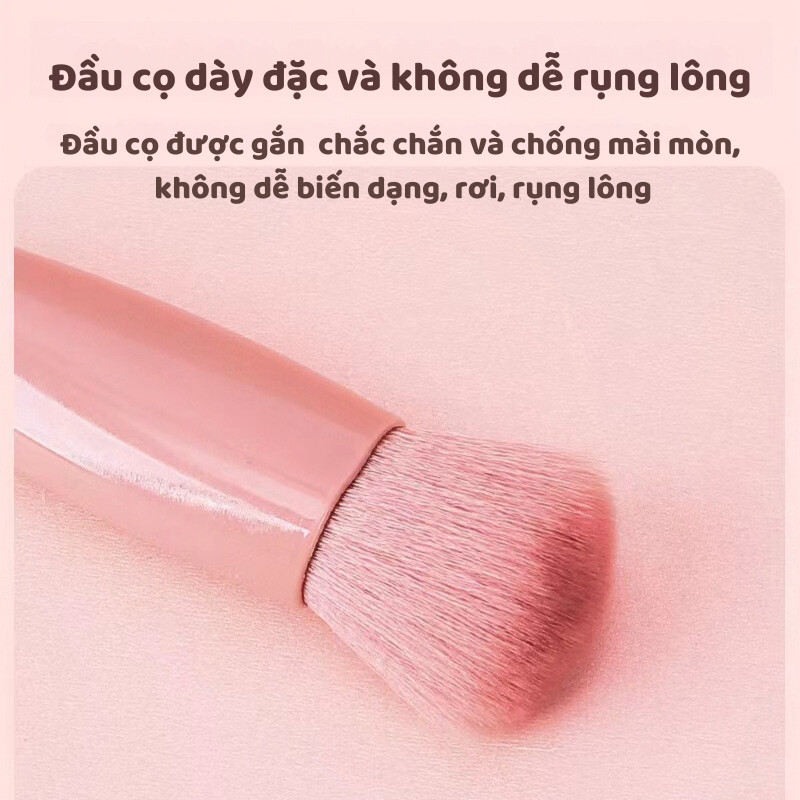 Hộp 5 cọ trang điểm kèm gương màu hồng
