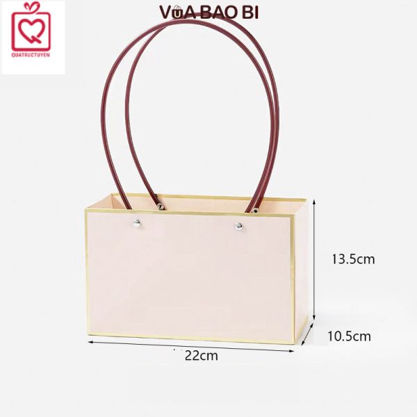 Hộp cắm hoa dáng giỏ xách tay H26 - Hồng chữ nhật