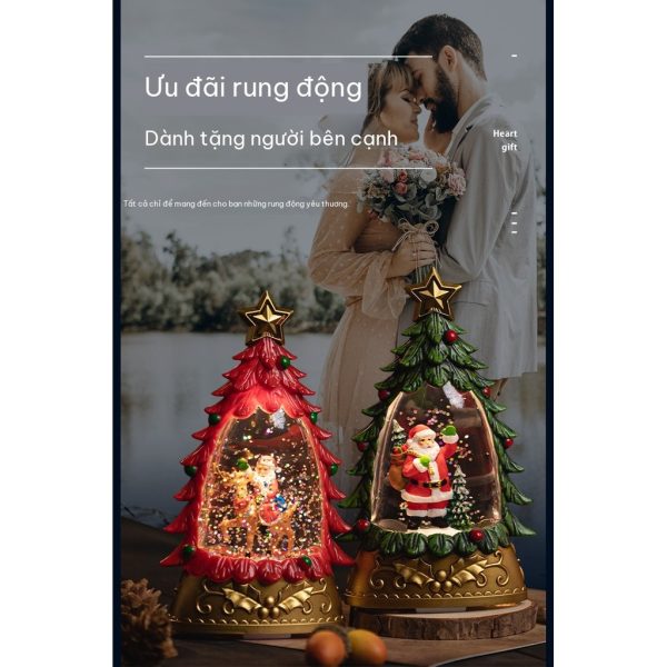 Hộp nhạc Giáng sinh cao cấp: cây thông, ông già Noel, đèn lồng, xe ngựa
