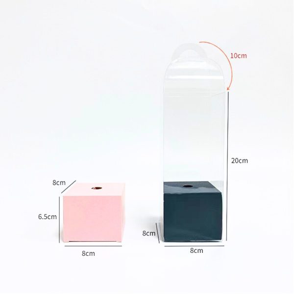 Hộp quà cắm hoa tươi mica kèm đèn LED H61