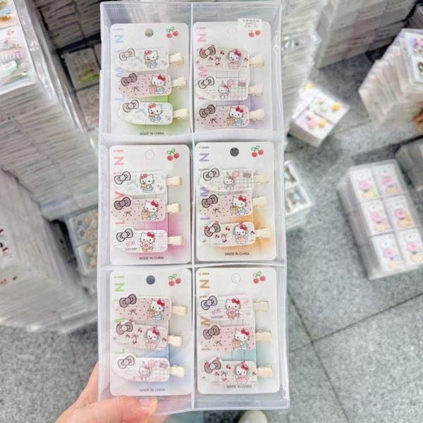 Kẹp tóc cho bé gái hình thú, hoạt hình - Set 3 kitty