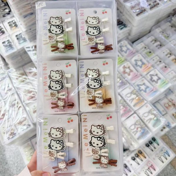 Kẹp tóc cho bé gái hình thú, hoạt hình - Set 4 kitty