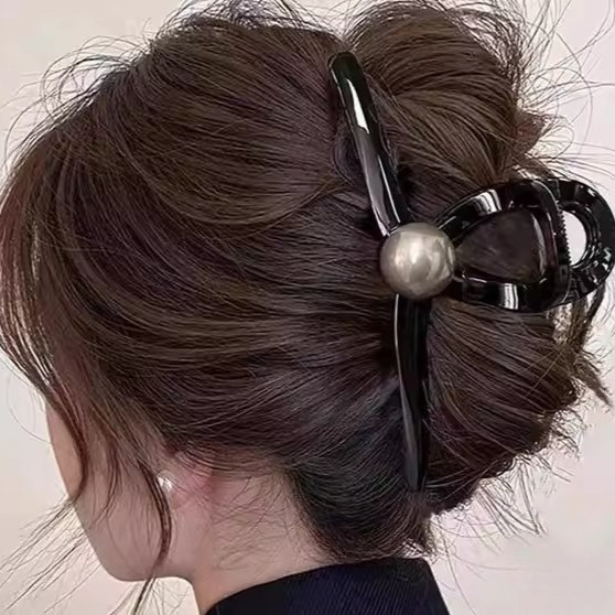 Kẹp tóc thanh lịch cho chị em: càng cua, nơ lụa - 15cm - Ngọc Trai