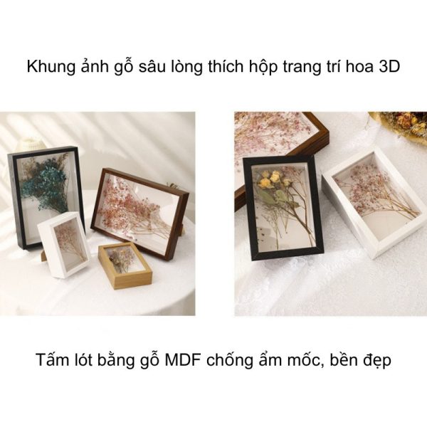 Khung ảnh gỗ trơn mặt mica 6 inch, 8 inch