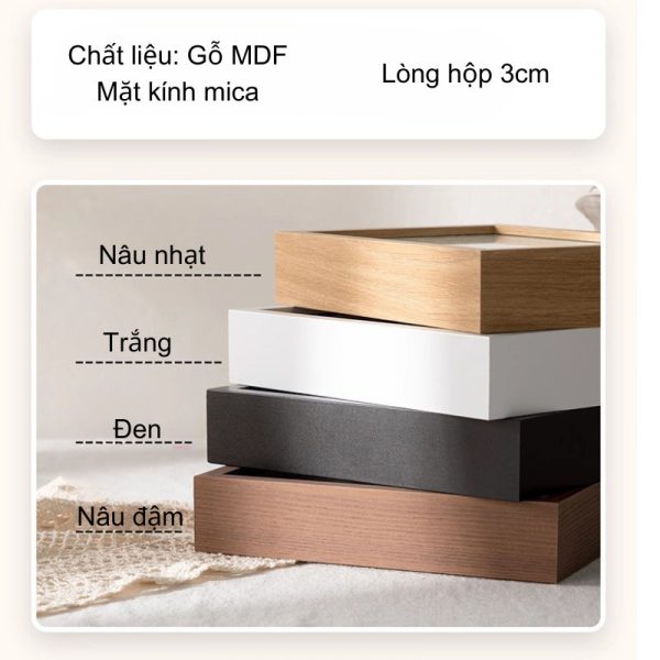 Khung ảnh gỗ trơn mặt mica 6 inch, 8 inch